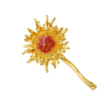 Modische Sonnenblumenbrosche aus korrosionsbeständigem Metall