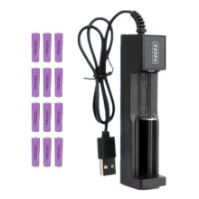 12PCS Button Top 18650 Battery +Charger 1200mAh 3.7V Rechargeable Li-Ion Batteries for Flashlight