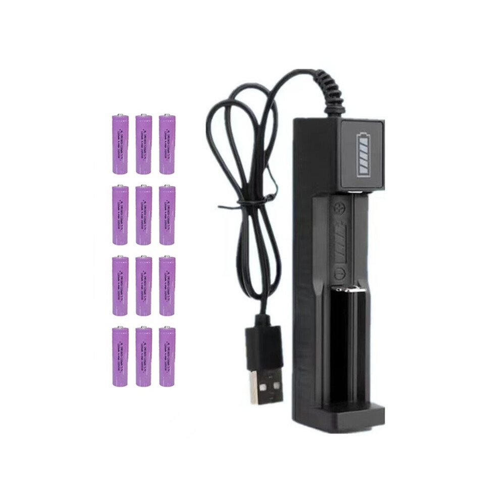 12Pcs Button Top 18650 Battery +Charger 1200Mah 3.7V Rechargeable Li-Ion Batteries For Flashlight 4713935010797