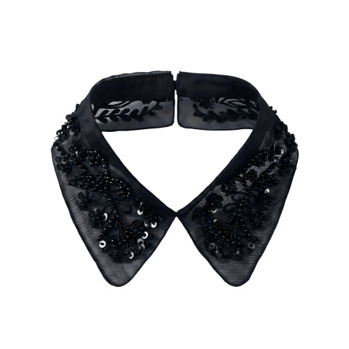 Delicate Embroidered False Collar Floral Design Beadwork Faux