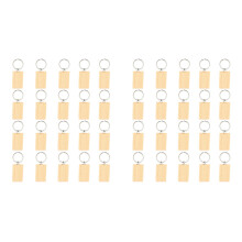 40Pcs Blank Wooden Key Chain DIY Wood Keychains Key Tags Gifts Yellow Rectangle
