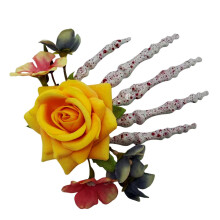 Haarspeldjes Halloween Skelet Handen Haarspeldjes Bloem-Geel