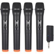 4PCS Wireless Microphone Dynamic Handheld Microphones Mic with Rechargeable Receiver for Party Church Show