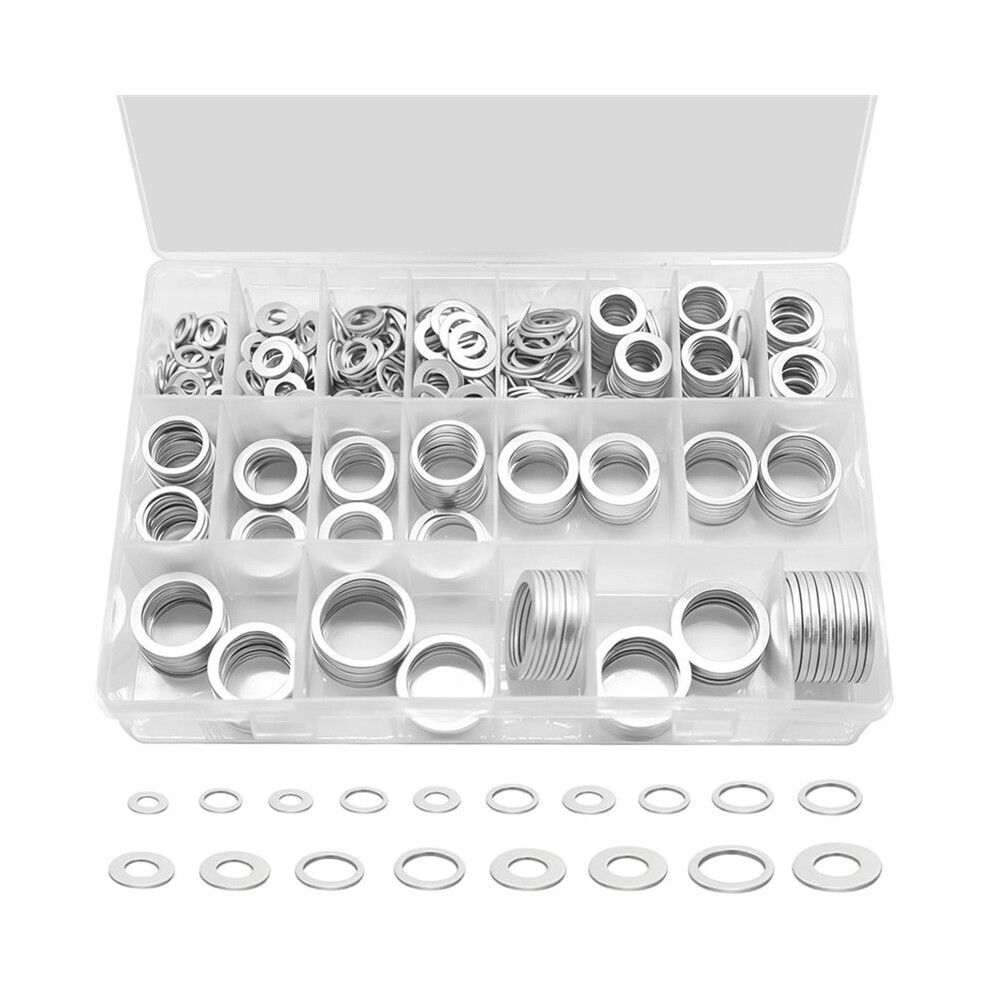 580Pcs Oil Drain Plug Crush Washer Kit,18 Sizes Aluminum Oil Drain Plug Gasket Assortment, Crush Washer Oil Drain Plug 6032703876150