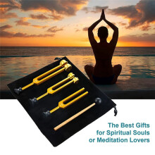12Er-Pack Stimmgabel-Set (128 Hz, 256 Hz, 512 Hz) Stimmgabel-Set für Heilung, Chakra, Klangtherapie, Sonic Slider Fork (Gold)