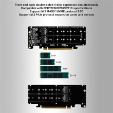 4X PCIE X16 Naar M.2 M-Key NVMEx4 SSD 2U Server Riser Card Dubbelzijdige 4-Disk NVME PCI-EX16 Split Card