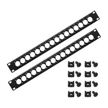 2 Stuks 1U Rack XLR Patchpanelen, Geperforeerd Metalen Rackmontage Audio Rackmontagepaneel 1U16