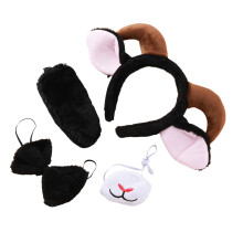 4Pcs Cute Animal Ear Hairband And Tail Costume Set For-Black