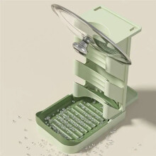 Pot Lid Organizer for Cabinet 3-Tier Multi-Functional Pot Cover Rack Dish Drying Rack Non-Slip Draining Storage Green