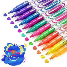 Glitter Markers Pen, 12 Acrylic Glitter Markers Paint Pens - Shimmer , Fine Point Water-Based Pen for DIY Crafts