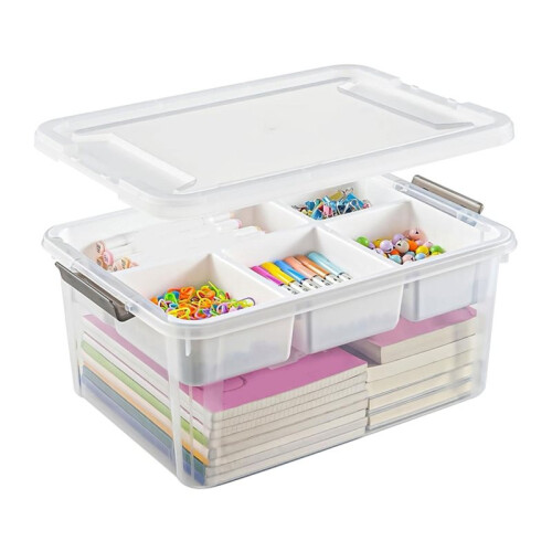 17 QT Plastic Storage Box with Removable Tray Art Supply  Organizers and Storage Stackable Storage Container