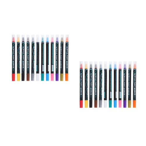 24Pièces Marqueurs Peinture Multi Usage Pour Verre Papier Cuir ABS