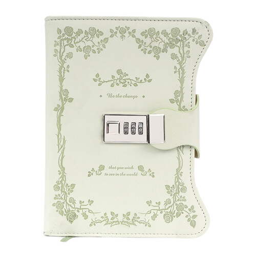 Tagebuch mit Passwortsperre, Hardcover, PU-Leder,-hellgrün