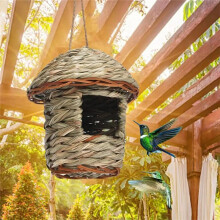 Hand-Woven Straw Bird Nest, Outdoor Garden Hanging Hatch Breeding House Bird Nest Garden Outdoor