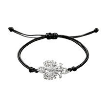 Bracelet en corde de cire réglable, chaîne de poignet-Argent