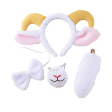Bandeau élastique avec oreilles d'animaux, 4 pièces, avec-Blanc