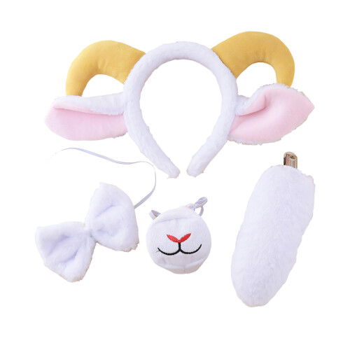 Bandeau élastique avec oreilles d'animaux, 4 pièces, avec-Blanc