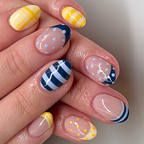 Faux ongles à la mode, 30 pièces, fromage bleu mer, couleur