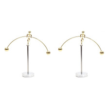 2X Steel Physics Toy Kinetic Art Balance Toy Balancing Decompressive Science Psychology Office Toy for Desk Decor Gold