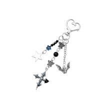 Unieke Bat Crucifix Moon Star Charm voor handtassen-Zwart