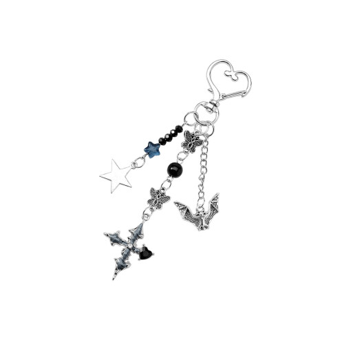 Porte-clés gothique élégant avec pendentif Rose-Noir