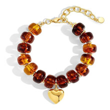 Bracelet élégant en résine en forme de cœur, longueur réglable-4