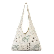 Sac de plage en tricot élégant, sac à bandoulière spacieux et