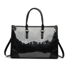 Sac de plage de grande capacité, sac à main en PVC imprimé-Noir