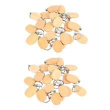 40Pcs Blank Wooden Key Chain DIY Wood Keychains Key Tags Gifts Yellow Oval