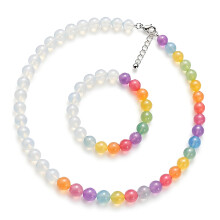 Meekleurende hars hanger ketting met bijpassende armband-Set A