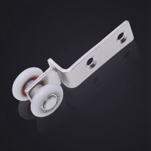 30Pcs Bend Pipe Metal Bearing Pulley Block with Two Plastic Wheel for Sliding Door Window Cabinet
