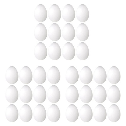 36 Pack 3 Inch Easter Foam Egg White  Egg  Egg Foam Natural Polystyrene Egg Foam Handmade Egg