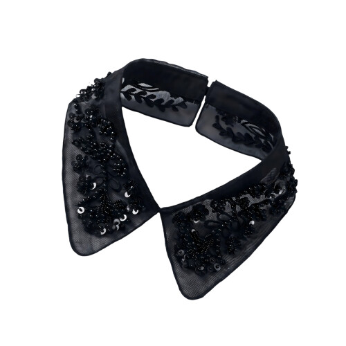 Delicate Embroidered False Collar With Floral Design Beadwork