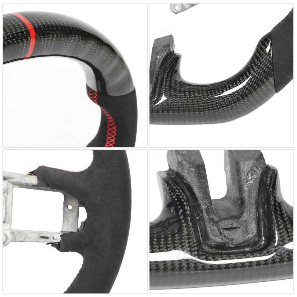 Carbon Fibre Race Steer Wheel Suede Mustang Red 7055741954184