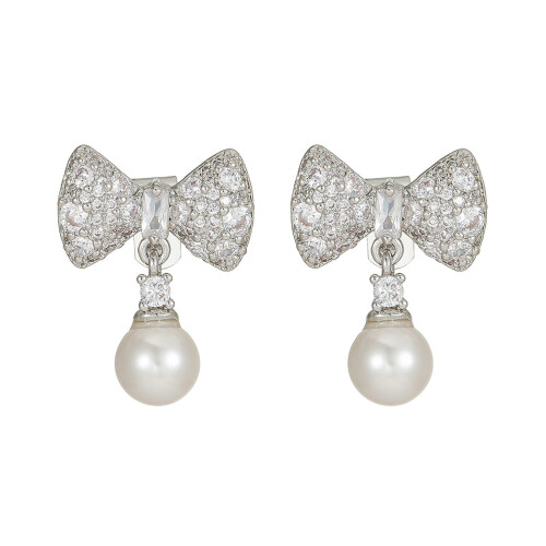 Clip d'oreille en perles élégantes, décorations pour-Argent