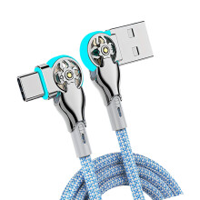 Elegante hoekige USB naar Type C oplaadkabel met gevlochten-1m