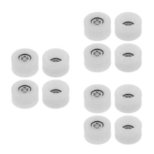 12Pcs White Finger Skateboard Wheels Bearing Set for Easy Replacement