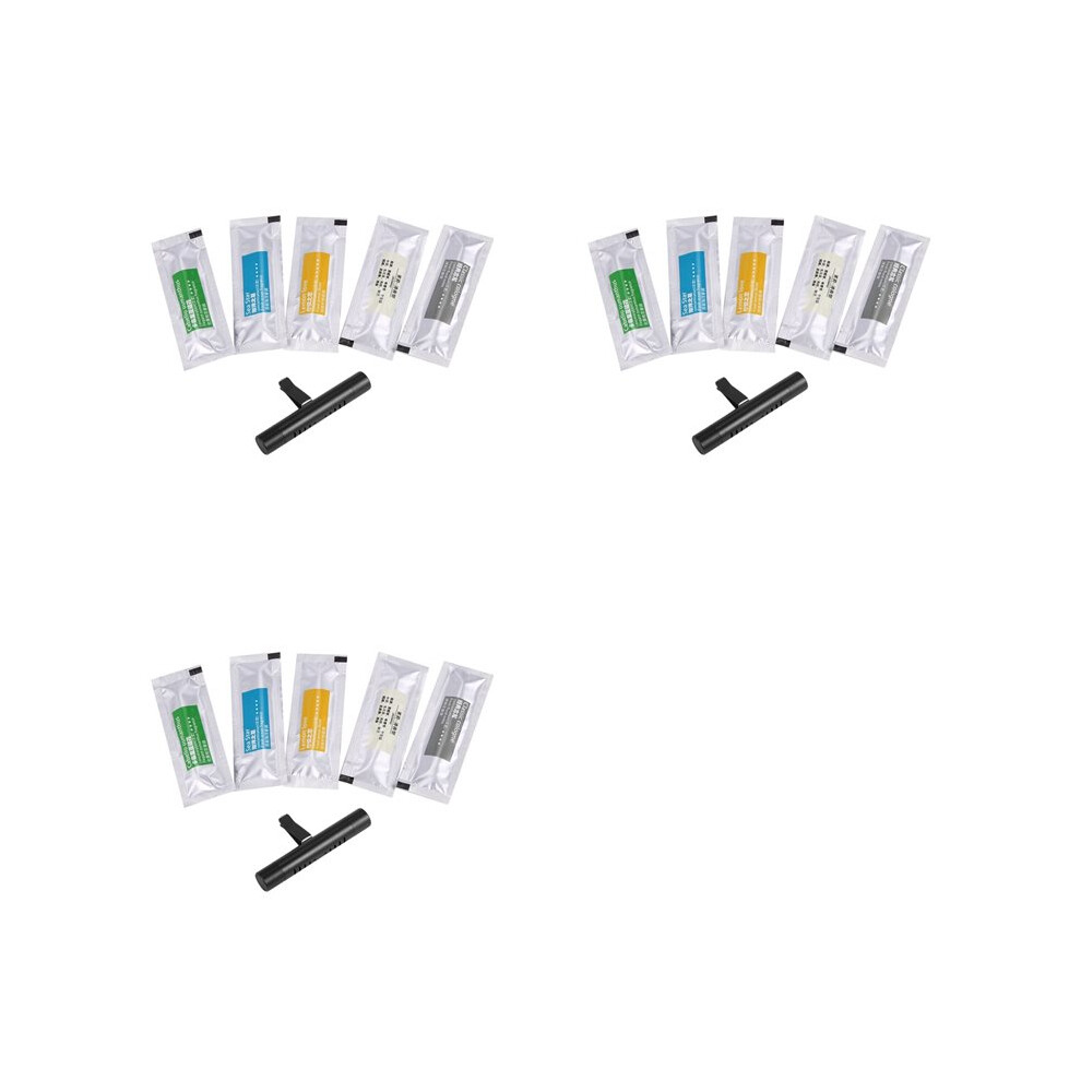 3X Car Air Freshener Solid Perfume Diffuser Car Vents Perfume Seasoning + 15 Aromatherapy Sticks Black 4713063231583