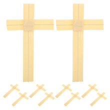 10Pcs Plastic Handheld Prayer Crosses Light Brown Rustic Home Wall Art