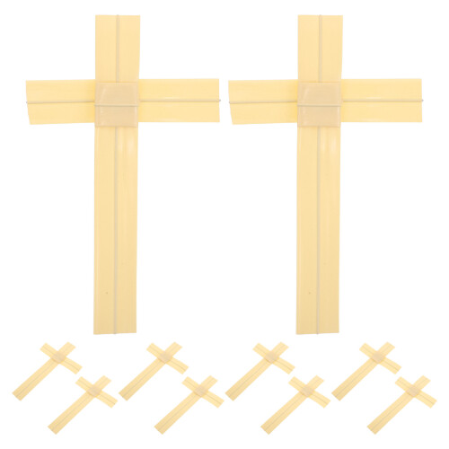 10Pcs Plastic Handheld Prayer Crosses Light Brown Rustic Home Wall Art