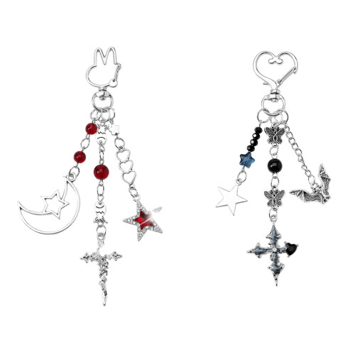 Porte-clés gothique élégant avec pendentif Rose-Noir 1