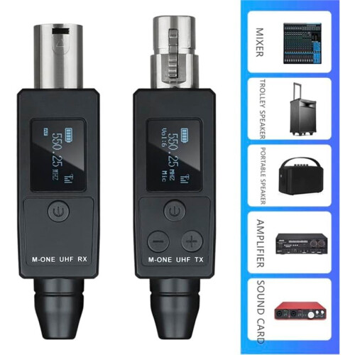 XLR Transmitter and Receiver Plug- Wireless Microphone System for Dynamic/Condenser Microphone, Electric Guitar/Bass