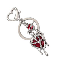 Unieke legering hart kruisen sleutelhanger charme modieuze-Rood