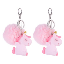 2Pcs Pingente Unicórnio Pelúcia Rosa Pom Pom Para