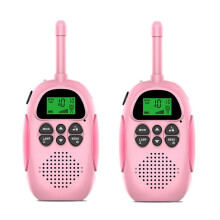 1 Par de Walkie-Talkies Inalámbricos para Niños, Juguete Interactivo Multiusos con Alcance de Transmisión de 3 , Color Rosa.