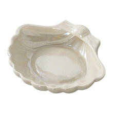 Natural Look White Conches Shape Plate Handmade-Shell C