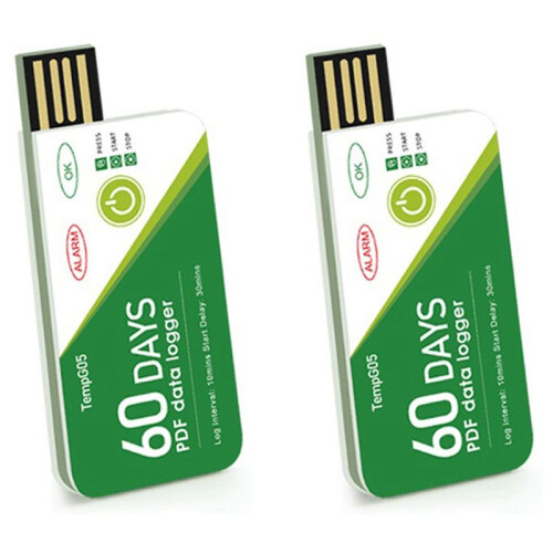 2X 60 Days USB Temperature Data Logger -30 -+60  Report with App IP67 Disposable High-Precision Recorder with Warning