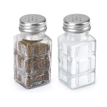 Set Of 2 Glass Square Condiment Containers Square Shaped Salts