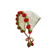 Élégant Crochet Fleur Tête Foulard Casque Pour Femmes-Rouge