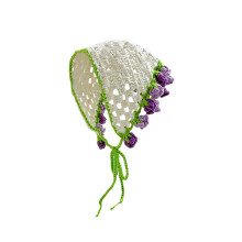 Breathable Knitted Head Scarf Fashion Accessory Flower-Purple